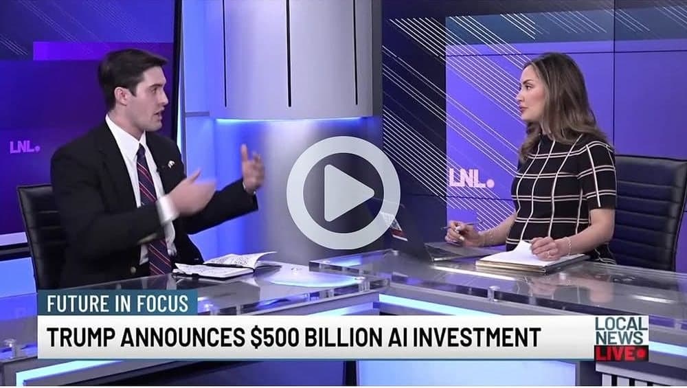 Colin Raby in the Local News Live studio discussing the $500 billion AI investment
